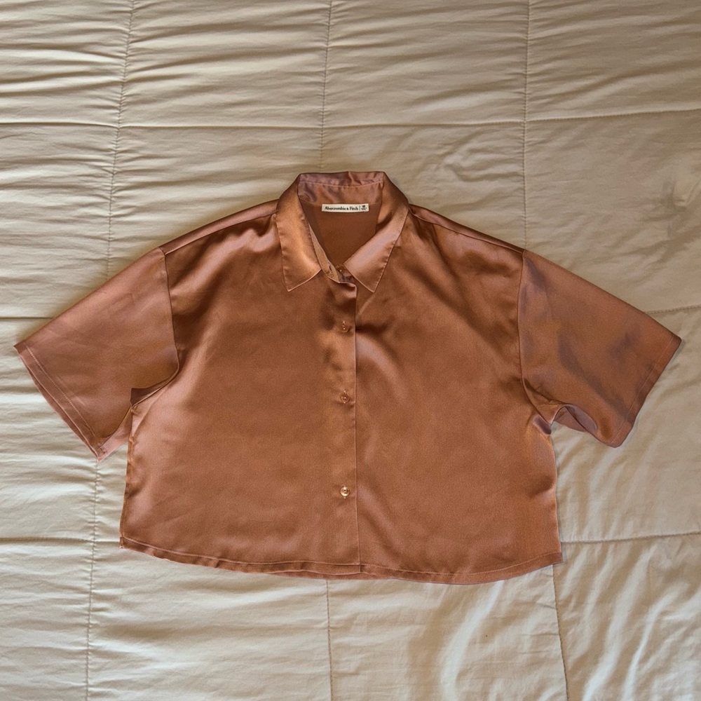 Abercrombie & Fitch Satin Blouse in Copper